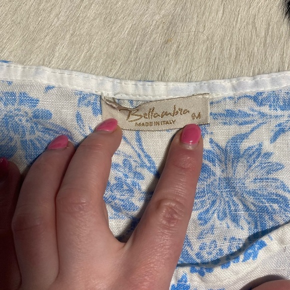 Bellambra Blue & White Floral 100% Linen Top - Picture 8 of 8